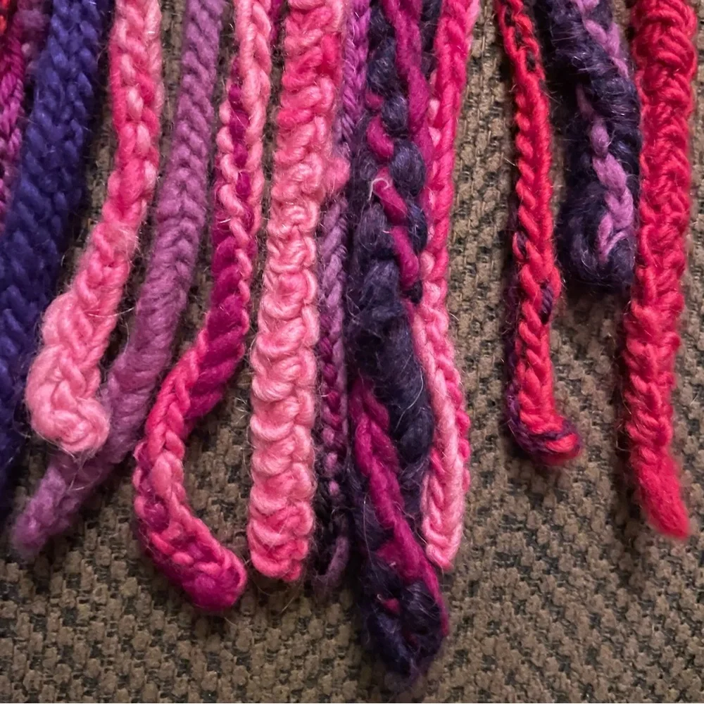 TWO Hair Falls Ponytails, Pink / Purple / Red, Wool